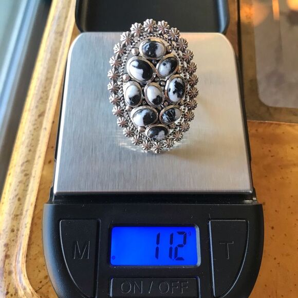 Genuine White Buffalo Sterling Silver Statement Ring 9 - Picture 4 of 9